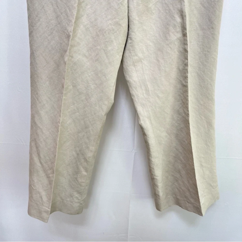 Alex Marie Linen Blend Wide Leg High Waist Tan Pant, Size 14 (XL) - Picture 5 of 9